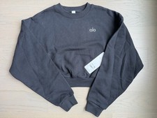 NWT Alo Yoga Accolade Cropped Crewneck Sweater, Black, Size Small