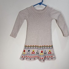 Hanna Andersson Sweater Dress Girls Sz 3T 90 cm Holiday Gnome Fair Isle Cotton