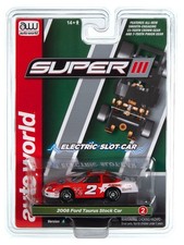 AUTO WORLD 2008 FORD TAURUS STOCK CAR RED SUPER III HO SLOT CAR