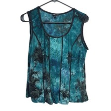 Velvet Burnout Mesh Corset Seamed Tank Top L Teal Whimsigoth Fairy Grunge Y2K