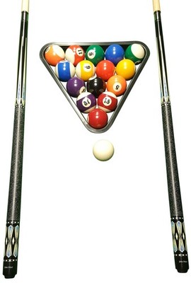 John West Profi Billard Set - Kugeln + Triangel + 2 Profi Queues JW-3