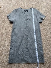Theory Womens Gray Linen Blend Tunic Henley Dress PS $325
