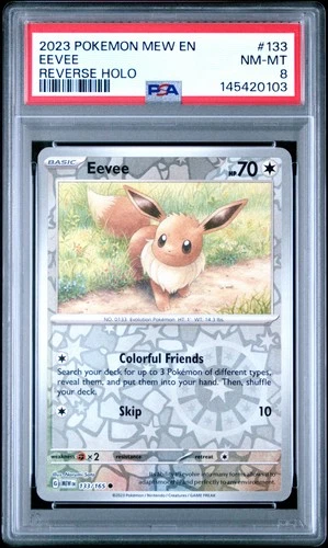 2023 POKEMON MEW EN-151 REVERSE HOLO #133 EEVEE PSA 8