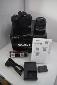 Nouveau Canon EOS R100 Caméra sans miroir avec RF-S 18-45mm f/4.5-6.3 IS STM Kit d'objectifs