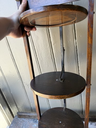 Vintage Oak Three Tier Folding Cake Stand - Picture 6 of 8