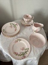 12 x  Royal Tuscan Pale Pink Floral Tea Set Pieces Plates Saucers Jug 212h