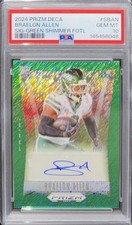 2024 Prizm Deca Braelon Allen Rookie Auto /25 FOTL Green Shimmer PSA 10 Eagles