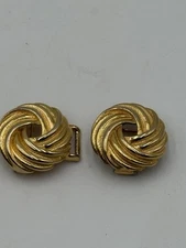 Vintage Douglas Paquette  1980"s Gold Tone Ladies Belt Buckle 2 Piece Set Signed