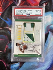 2017-18 National Treasures JAYSON TATUM Rookie Dual Materials GOLD /10 PSA 8 