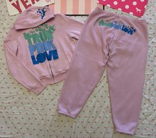 VS PINK VINTAGE Y2K SET HOODIE SWEATPANTS TRUE PINK LOVE OMBR DOG HEARTS RARE