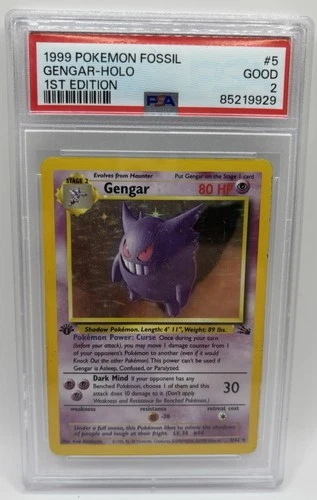 1999 Fossil Gengar holo 1st Edition PSA 2