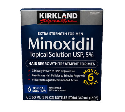 Kirkland Signature Minoxidil 5% Men Hair Regrowth Solution 6 Month Bottles.