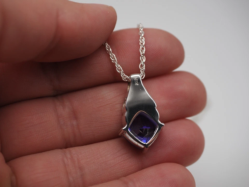 Joyería conmemorativa de plata de ley 925 recuerdo de cremación piedra púrpura Foto 3 de 4