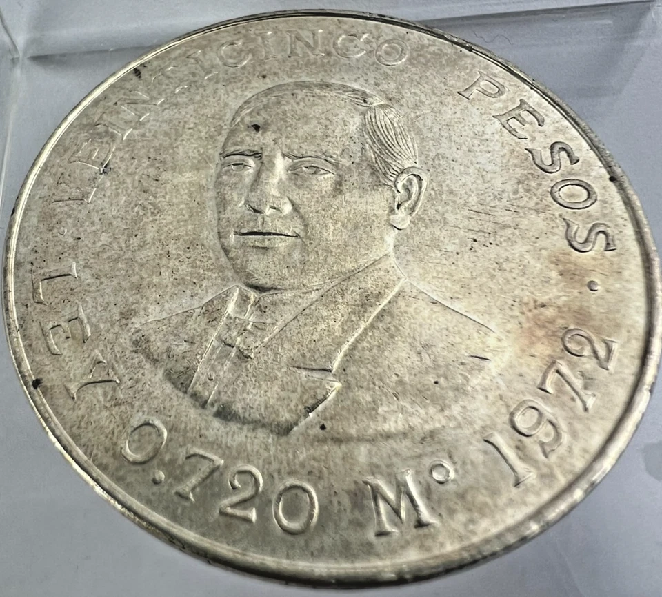 1972 Mexico 25 Pesos Benito Juarez Obverse View