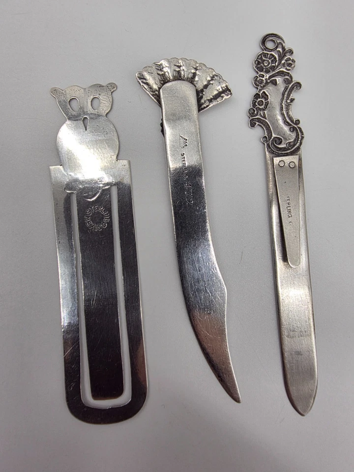 批量 10 件 纯银 书签 夹开器 混合 Kirk 儿子 图案 珐琅猫头鹰 — 第 3/4 张图片