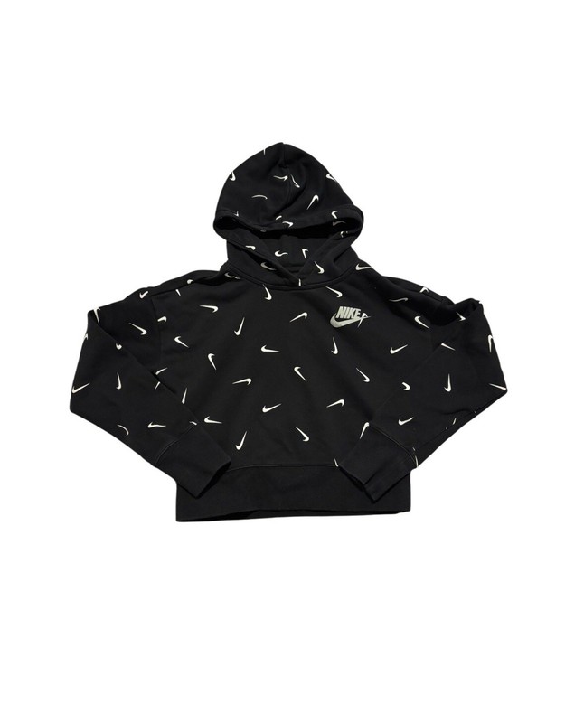 Nike Black Swoosh Hoodie Girl Size Large 