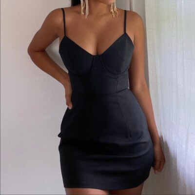 Princess Polly Womens Size 2 Novella Mini Black sleeveless Bodycon dress  NWOT | eBay