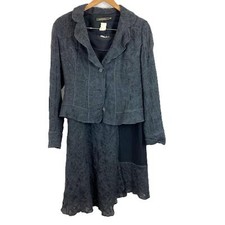 Sandwich Grey Wool Lightweight Blazer & Skirt Set Uk 14/16