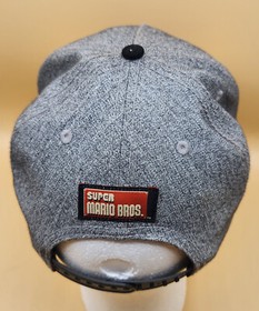 Super Mario Bros Nintendo NES GRAY PIXEL MARIO Flat Bill SnapBack Ball Cap Hat