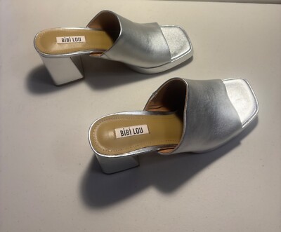 Bibi Lou women s Platform Sandals Silver Size 41  Open  toe and block heels