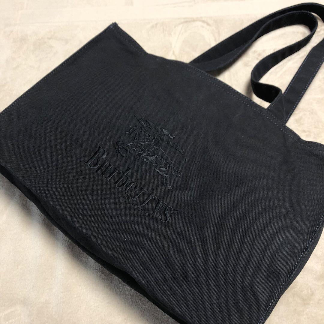 Burberry Embroidered Horse Logo Black Canvas A4 Tote Bag