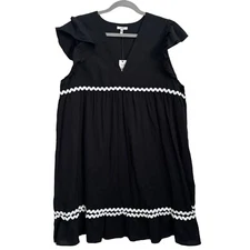 Black Tiered Ricrac Babydoll Dress XXL By The Get dress. NWT