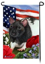Rat Patriotic Flowers Garden Flag