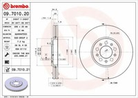 Bremsscheiben 2X Beschichtet VA Vorne Brembo 09.7010.21 Audi Skoda VW Seat