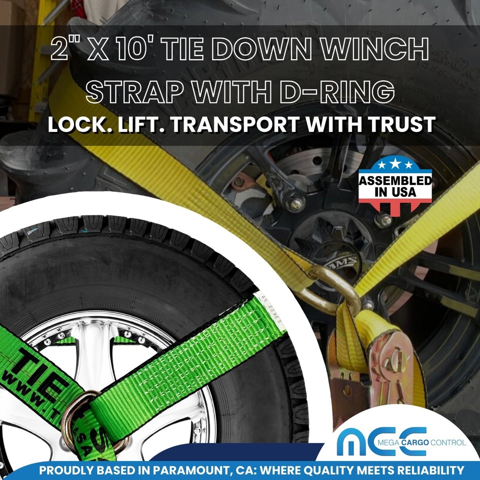 4 Pack) 2X10' Side Mount Wheel Net Tie Down W/Ratchet Lasso Straps & - Dynamic Performance Tuning