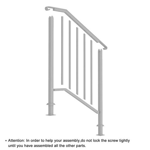 Iron Handrail Kit for 1-3 Steps Stair Rail Railing Outdoor Garden Porch Post US - Picture 15 of 25