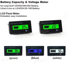 Lead Acid LiFePO4 Lithium Li-ion Battery Capacity Level Indicator Voltage Meter