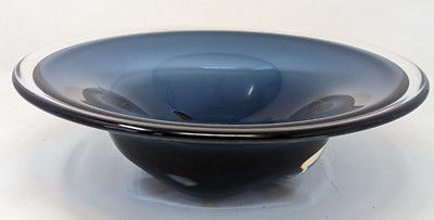 Vintage Orrefors Blue Sommerso Crystal Flared Centerpiece Fruit Bowl Sweden