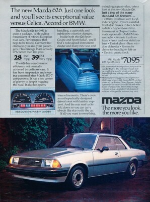 1981 Mazda 626 Coupe 7095 Original Advertisement Print Art Car Ad