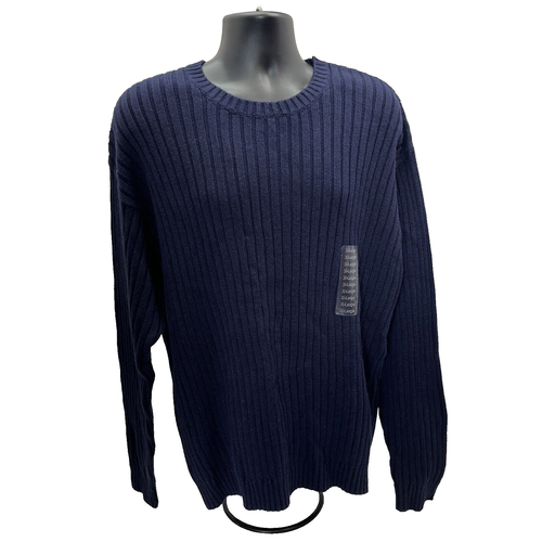 Maglione Towncraft taglia XL blu maglia a costine cotone ramie girocollo sci uomo NUOVO - Foto 6 di 12