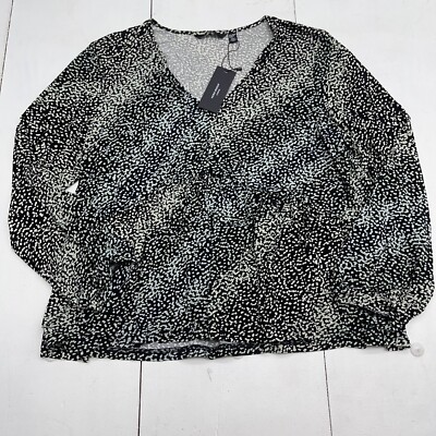 Vera Moda Curve V Neck Peplum Mixed Dot Blouse Women s 2X New