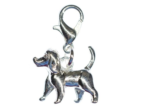 Pendentif charme canin pendentif mendiant charmes mini-frères chiots chiot chasseur argent - Photo 1/3