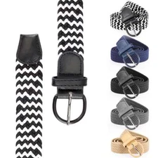 Elastic narrow Fabric Braided Belt  Enduring Stretch Woven Belt for Men Women US
