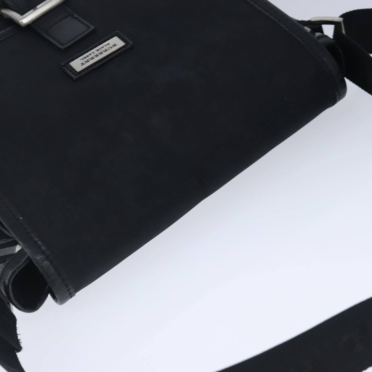 BURBERRY Black label Shoulder Bag Nylon Black Silver Auth BURBERRY Black label Shoulder Bag Nylon Black Silver Auth