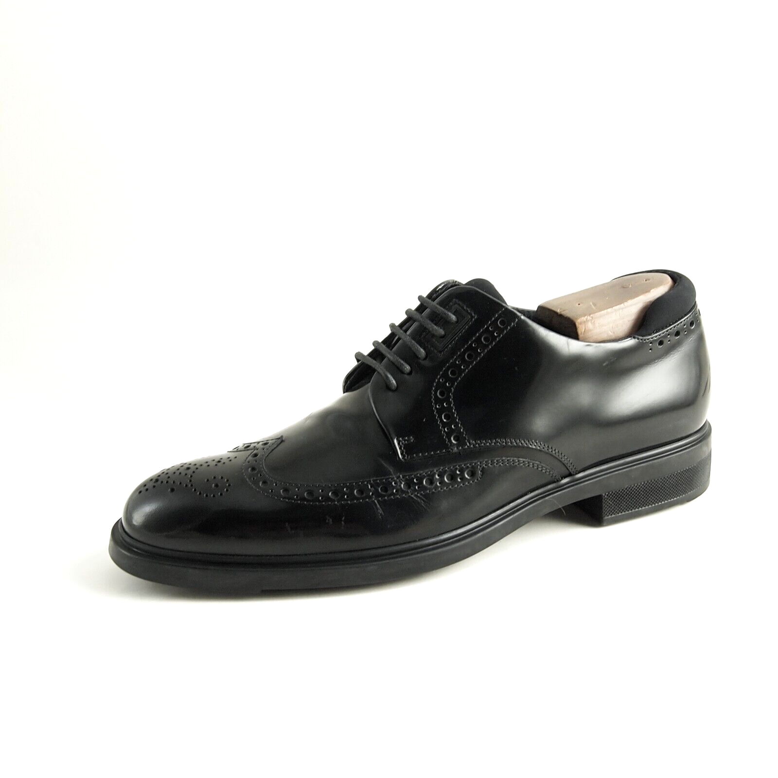SAOLA Hugo Boss Brogues Derby Ortho Lite in pelle nera da uomo taglia EU 41 5 US 8 5