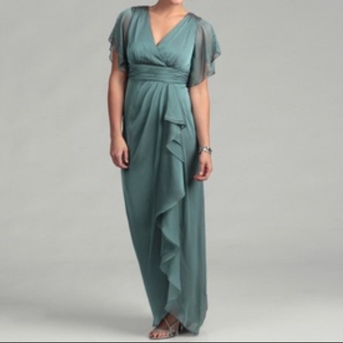 NEW Adrianna Papell Ruched Waist Draped Chiffon Dress Size 12 - Picture 3 of 6