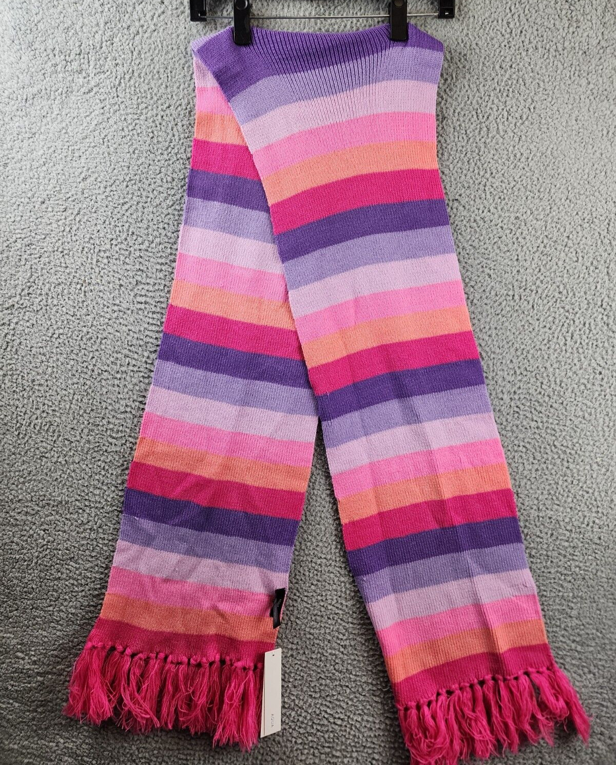 Разноцветный полосатый вязаный шарф цвета морской волны женский O S Розовый с бахромой 4890₽