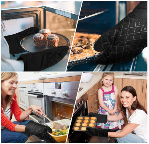2 Pcs Heat Resistant Oven Mitts & Pot Holder - Non-Slip Silicone, Soft Lining - Picture 8 of 8