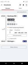 2 X Bahnfahrt Hamburg - Göttingen am 20.10.2024 um 17:24 Uhr