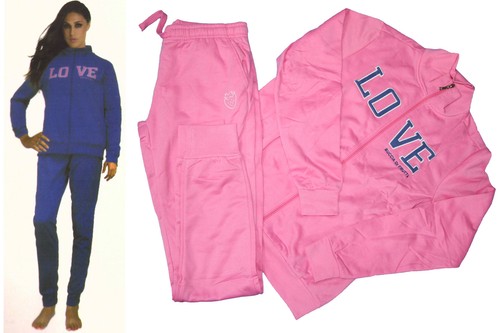 Tuta Donna Sport Pigiama BUCCIA DI FRUTTA Rosa Blu con Cerniera Love | eBay