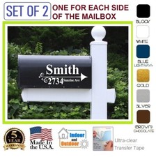 SET OF 2 CUSTOM PERSONALIZED VINYL MAILBOX NUMBERS NAME DECAL, Model 26