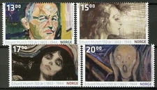 Norway 2013, NK 1837-40, Edvard Munch 150th Anniv set VF MNH, Mi 1804-07 cat 18€