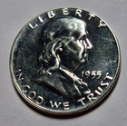 1955 FRANKLIN Half Dollar 50c Cents 90% Silver PROOF COIN ~ Lightly Toned ~ BUnc