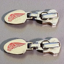 One Pair of RED WING Shoes Boot Zipper Pulls Charm Silver Red Logo Rare Find