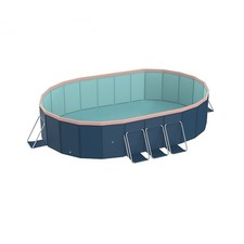 Aqua Grey Round Inflatable Pool With Sunshade Canopy For Backyard