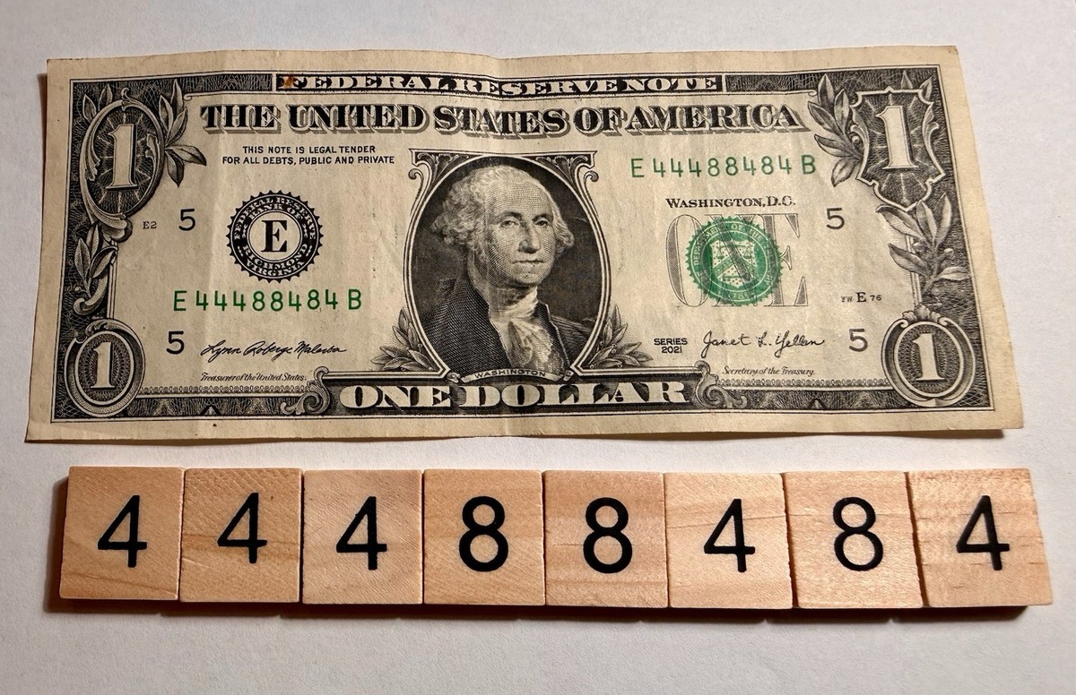8/2 結◆Bジュエル×1 Rare $1 Dollar Bill Binary / Fancy Note E 44488484 B - Series 2021